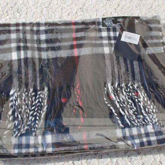 Janice Apparel Women's Faux Cashmere Scarf Black Plaid & Fringe Italian Design - Picture 6 of 9